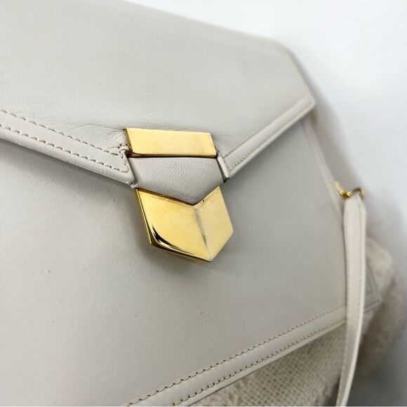 Vintage Parri’s Firenze Cream Leather Clutch Shoulder Bag Envelope Classic - Picture 4 of 12